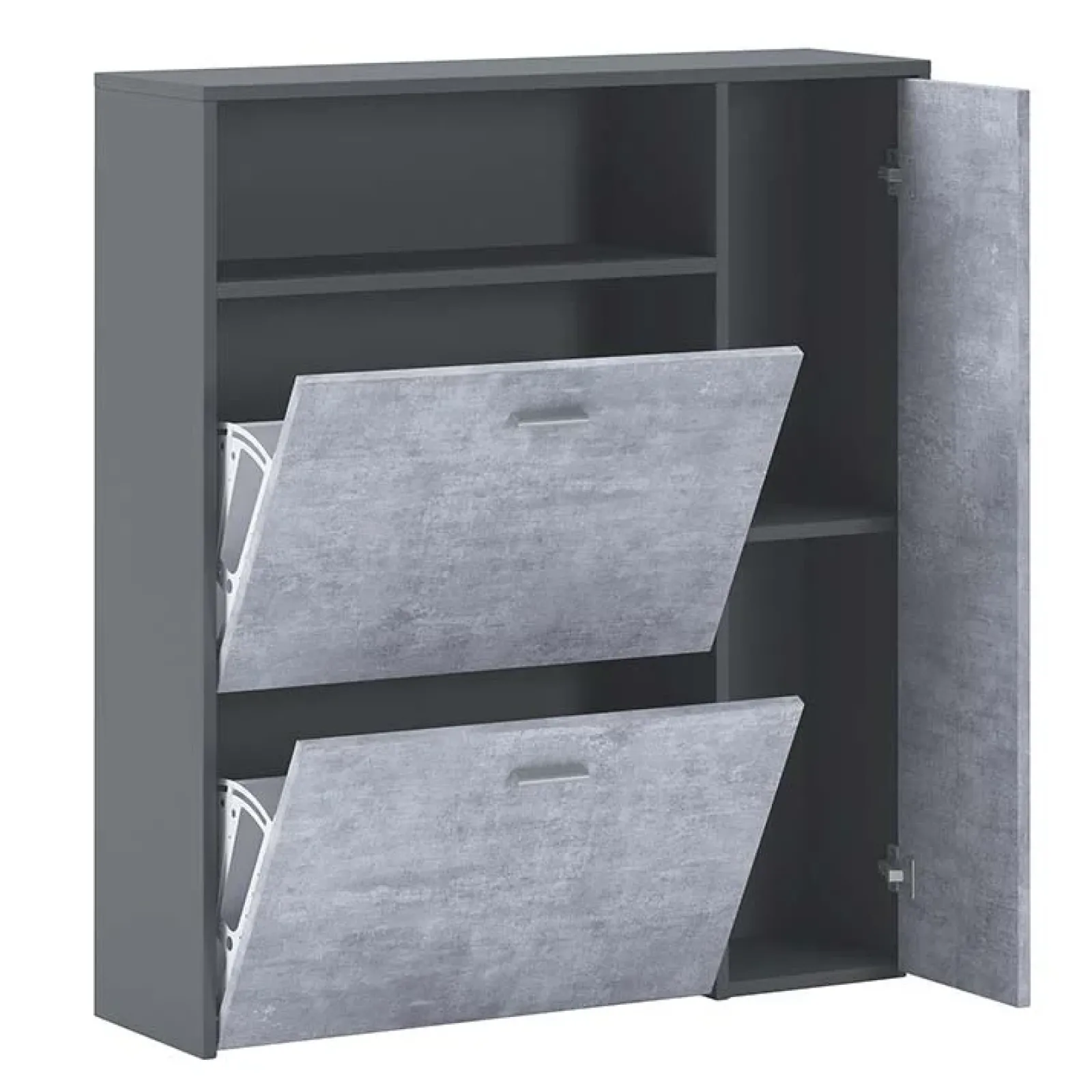 Garnero Arredamenti Scarpiere E Cassepanche|Scarpiere-Mobile ingresso 92x94h cm con scarpiera grafite cemento Mars