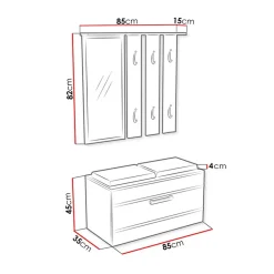 Garnero Arredamenti Mobili Ingresso Appendiabiti|Mobili Ingresso-Mobile ingresso 85x137h cm con specchio bianco grigio Anibal Bianco Opaco