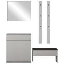Garnero Arredamenti Mobili Ingresso Appendiabiti|Mobili Ingresso-Mobile ingresso 200x230h cm con specchio appendiabiti Accent Grigio