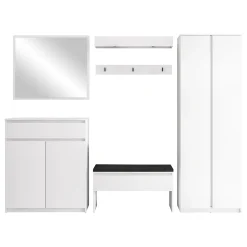 Garnero Arredamenti Mobili Ingresso Appendiabiti|Mobili Ingresso-Mobile ingresso 300x200h cm con specchio appendiabiti armadio bianco Accent Bianco Opaco