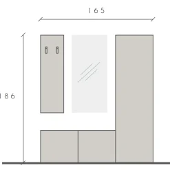 Garnero Arredamenti Mobili Ingresso Appendiabiti|Mobili Ingresso-Mobile ingresso 165x186h cm grigio chiaro rovere chiaro Sunset 112