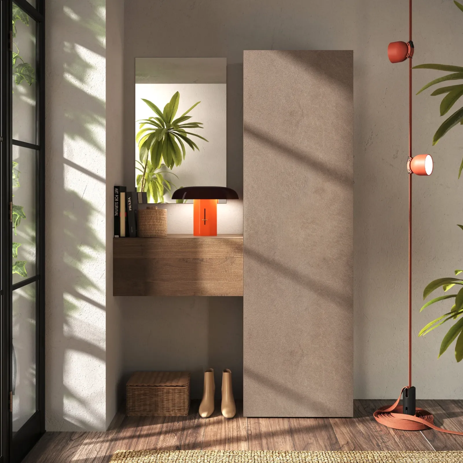 Garnero Arredamenti Mobili Ingresso Appendiabiti|Mobili Ingresso-Mobile ingresso 123x186h cm marrone rovere scuro Sunset 100