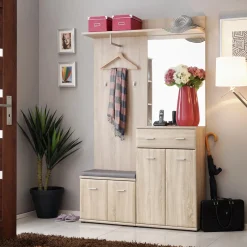 Garnero Arredamenti Mobili Ingresso Appendiabiti|Mobili Ingresso-Mobile ingresso 120x200h cm moderno sonoma San Francisco Gihome® Rovere