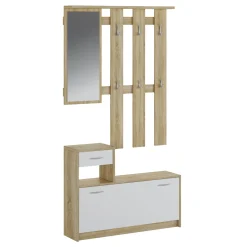 Garnero Arredamenti Mobili Ingresso Appendiabiti|Mobili Ingresso-Mobile ingresso 100x190h cm moderno bianco opaco rovere Thomas Rovere - Bianco opaco