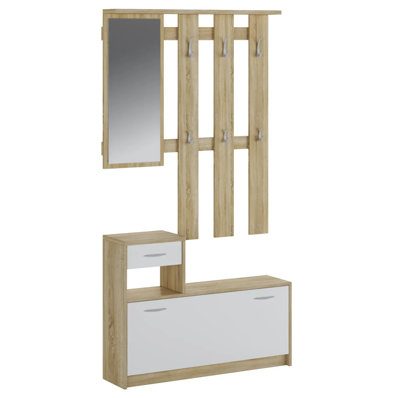 Garnero Arredamenti Mobili Ingresso Appendiabiti|Mobili Ingresso-Mobile ingresso 100x190h cm moderno bianco opaco rovere Thomas Rovere - Bianco opaco