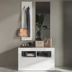 Garnero Arredamenti Mobili Ingresso Appendiabiti|Mobili Ingresso-Mobile ingresso 91x174h cm moderno bianco lucido Eternity
