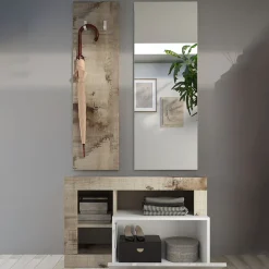 Garnero Arredamenti Mobili Ingresso Appendiabiti|Mobili Ingresso-Mobile ingresso 91x173h cm moderno bianco lucido pero Invictus