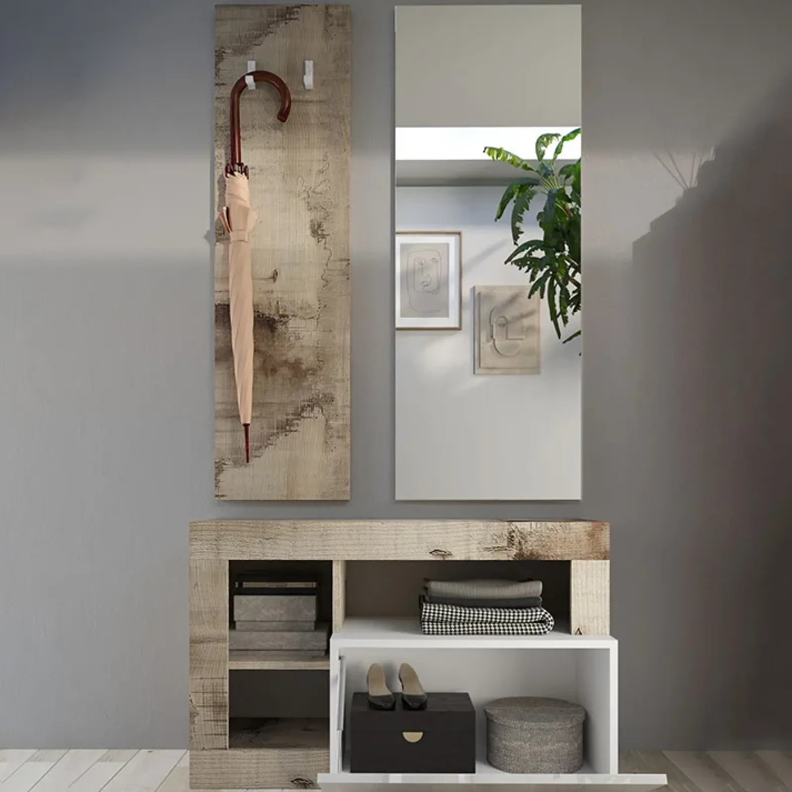 Garnero Arredamenti Mobili Ingresso Appendiabiti|Mobili Ingresso-Mobile ingresso 91x173h cm moderno bianco lucido pero Invictus