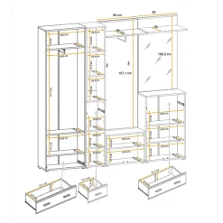 Garnero Arredamenti Mobili Ingresso Appendiabiti|Mobili Ingresso-Mobile ingresso 210x203h cm moderno sonoma California Gihome® Rovere
