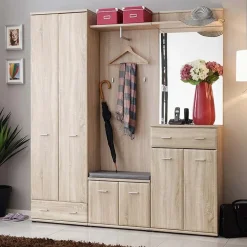 Garnero Arredamenti Mobili Ingresso Appendiabiti|Mobili Ingresso-Mobile ingresso 180x203h cm moderno sonoma New York Gihome® Rovere