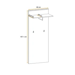 Garnero Arredamenti Mobili Ingresso Appendiabiti|Mobili Ingresso-Mobile ingresso 90x203h cm moderno rovere antracite stampa a righe Arizona Gihome® Antracite - Rovere