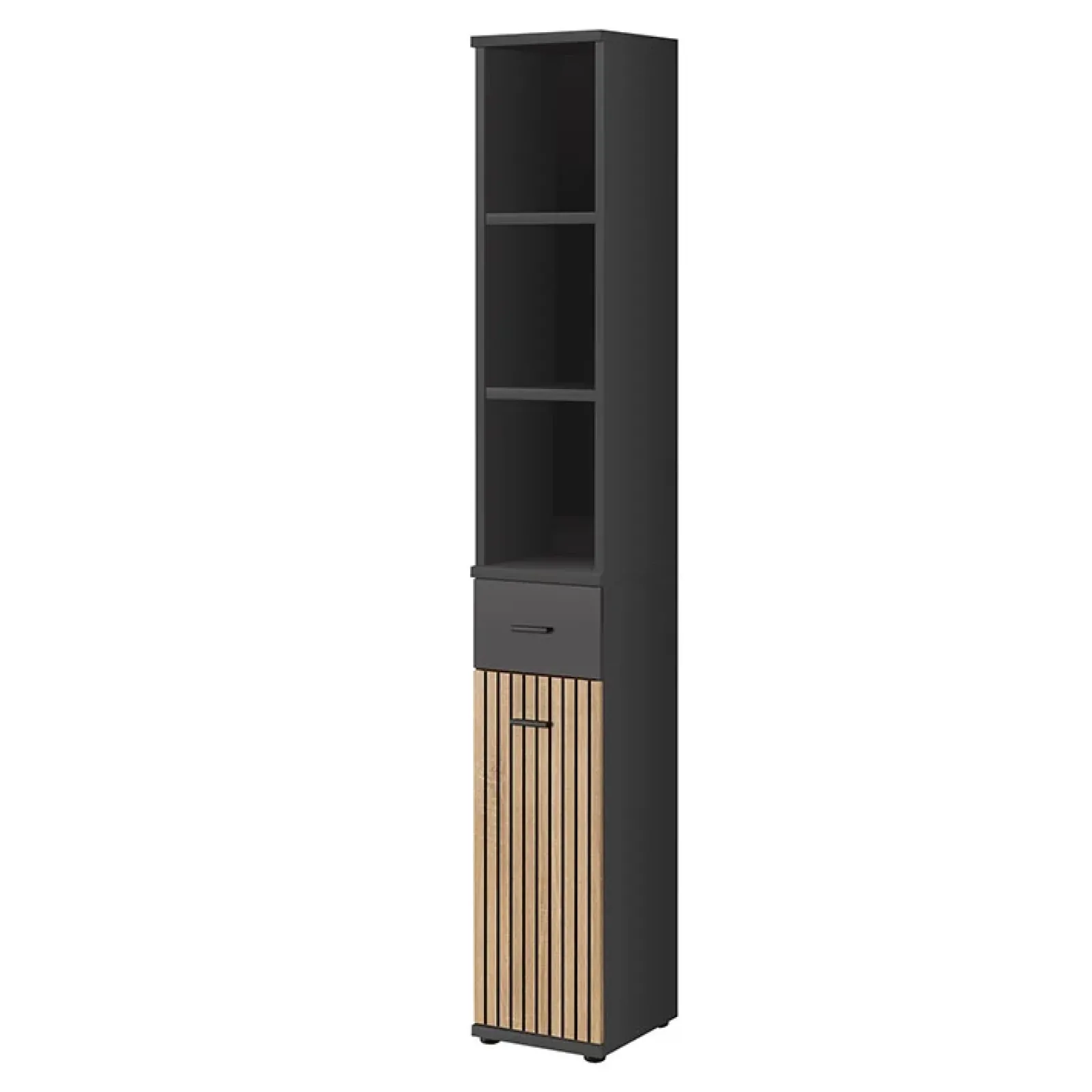 Garnero Arredamenti Mobili Ingresso Appendiabiti|Mobili Ingresso-Mobile ingresso 90x203h cm moderno rovere antracite stampa a righe Arizona Gihome® Antracite - Rovere