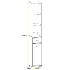 Garnero Arredamenti Mobili Ingresso Appendiabiti|Mobili Ingresso-Mobile ingresso 90x203h cm moderno rovere antracite stampa a righe Arizona Gihome® Antracite - Rovere