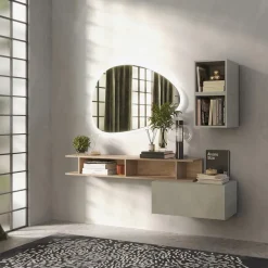 Garnero Arredamenti Mobili Ingresso Sospesi|Mobili Ingresso-Mobile ingresso 165x140h cm moderno rovere chiaro Sunset 61 Tortora