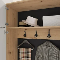 Garnero Arredamenti Mobili Ingresso Appendiabiti|Mobili Ingresso-Mobile ingresso 160x221h cm nero opaco rovere scuro Acerbo