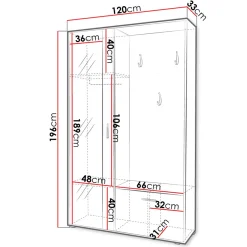 Garnero Arredamenti Mobili Ingresso Appendiabiti|Mobili Ingresso-Mobile ingresso 120x196h cm reversibile con specchio bianco Elios
