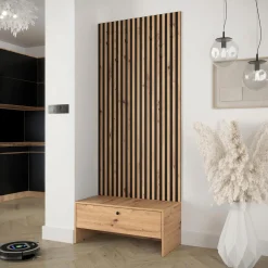 Garnero Arredamenti Mobili Ingresso-Mobile ingresso 85x206h cm rovere rustico nero Welly