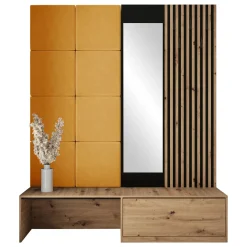 Garnero Arredamenti Mobili Ingresso Appendiabiti|Mobili Ingresso-Mobile ingresso 172x205h cm rovere rustico giallo Welly 3 Rovere Rustico - Senape