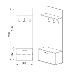 Garnero Arredamenti Mobili Ingresso Appendiabiti|Mobili Ingresso-Mobile ingresso 60x190h cm rovere sonoma scuro London