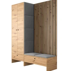 Garnero Arredamenti Mobili Ingresso Appendiabiti|Mobili Ingresso-Mobile ingresso 145x168h cm rovere rustico grigio Welly 4