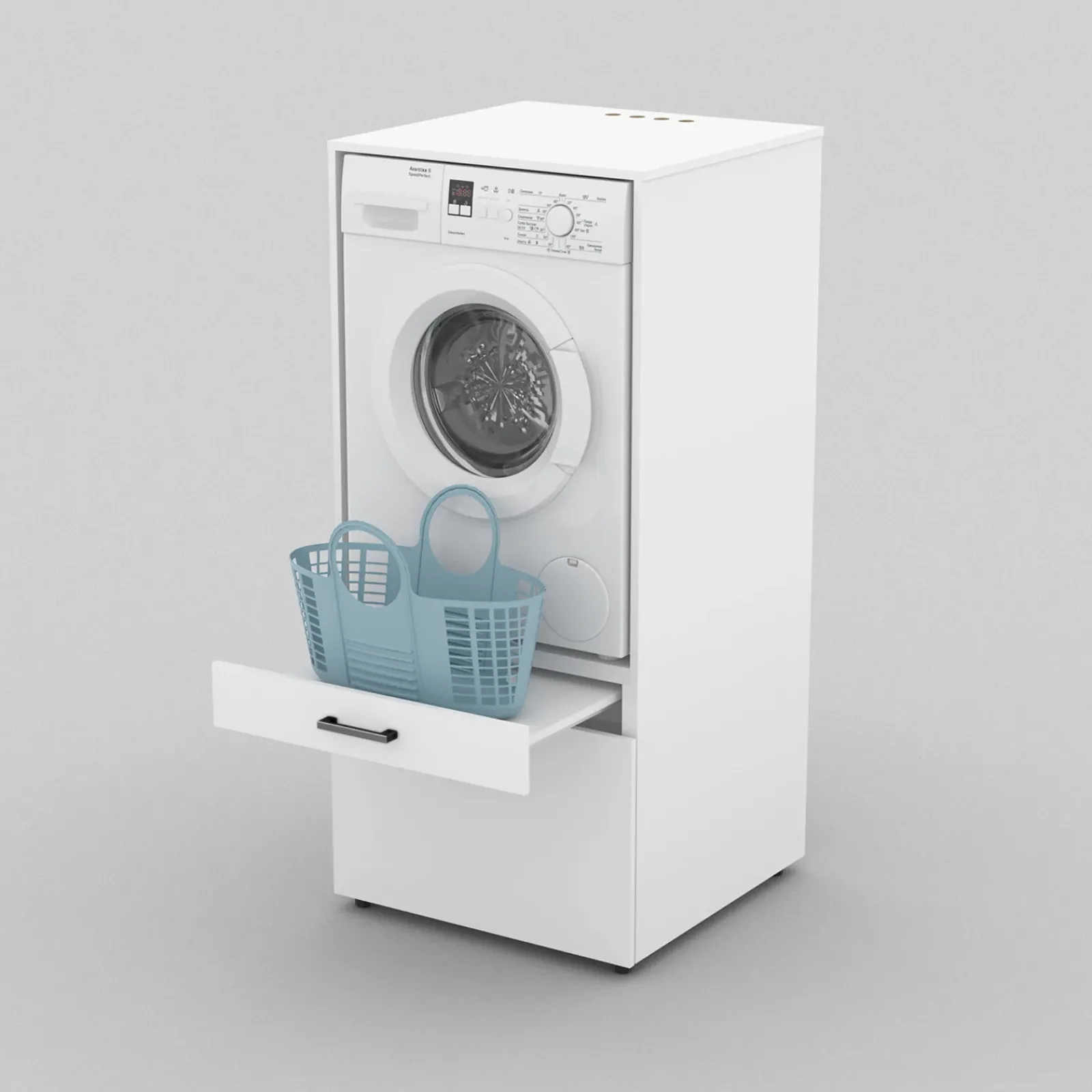 Garnero Arredamenti Mobili Lavanderia-Mobile lavatrice e asciugatrice 134x144h cm con cassettoni bianco Water