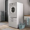 Garnero Arredamenti Mobili Lavanderia-Mobile lavatrice 67x144h cm con cassettone bianco Water
