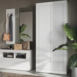 Garnero Arredamenti Armadi E Madie Ingresso|Mobili Multiuso-Mobile multiuso ingresso appendiabiti 78x187h cm moderno bianco lucido Eternity