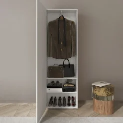 Garnero Arredamenti Armadi E Madie Ingresso|Mobili Multiuso-Mobile multiuso ingresso 60x187h cm appendiabiti bianco lucido specchio Olimpo