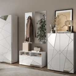Garnero Arredamenti Armadi E Madie Ingresso|Mobili Multiuso-Mobile multiuso ingresso 60x187h cm appendiabiti bianco lucido specchio Olimpo