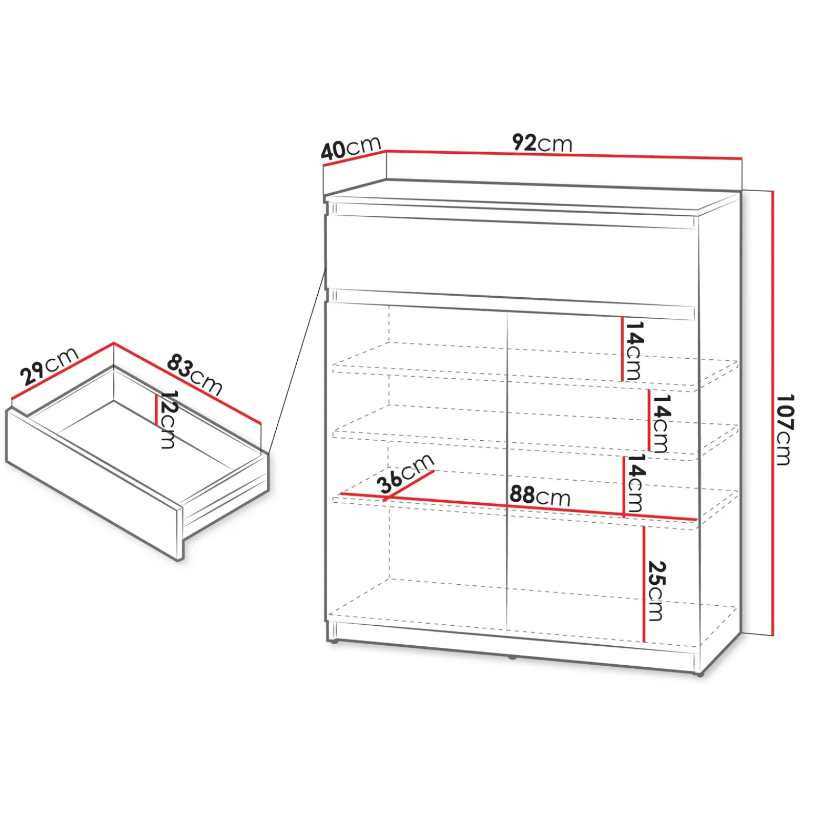 Garnero Arredamenti Armadi E Madie Ingresso|Mobili Multiuso-Mobile multiuso ingresso 92x107h cm con cassetto bianco Accent Bianco Opaco