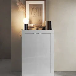 Garnero Arredamenti Scarpiere E Cassepanche|Scarpiere-Mobile multiuso ingresso 78x116h cm scarpiera bianco lucido Eternity