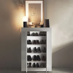 Garnero Arredamenti Scarpiere E Cassepanche|Scarpiere-Mobile multiuso ingresso 78x116h cm scarpiera bianco lucido Eternity