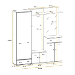Garnero Arredamenti Armadi E Madie Ingresso|Mobili Multiuso-Mobile multiuso ingresso 60x203h cm 2 ante rovere antracite New York-California Gihome®