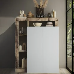 Garnero Arredamenti Scarpiere E Cassepanche|Scarpiere-Mobile multiuso ingresso 108x138h cm scarpiera bianco lucido pero Invictus