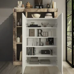 Garnero Arredamenti Scarpiere E Cassepanche|Scarpiere-Mobile multiuso ingresso 108x138h cm scarpiera bianco lucido pero Invictus