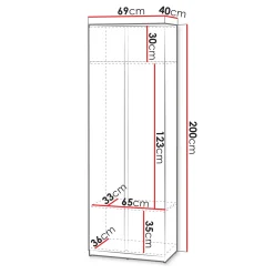Garnero Arredamenti Armadi E Madie Ingresso|Mobili Multiuso-Mobile multiuso ingresso 69x200h cm appendiabiti bianco Accent Bianco Opaco