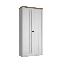 Garnero Arredamenti Armadio Cameretta|Armadio Ante Battenti-Mobile multiuso 90x198h cm 2 ante bianco frassinato rovere Provenza