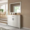 Garnero Arredamenti Mobili Multiuso|Credenze Moderne-Mobile multiuso 102x99h cm 2 ante 1 cassetto scandinava bianco frassinato rovere Lars