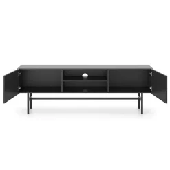 Garnero Arredamenti Mobile Tv Basso|Mobili Tv Moderni-Mobile porta TV moderno 155x52h cm 2 ante nero Eterna Nero Opaco