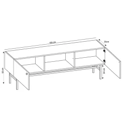 Garnero Arredamenti Mobile Tv Basso|Mobili Tv Moderni-Mobile porta TV moderno 155x52h cm 2 ante nero Eterna Nero Opaco