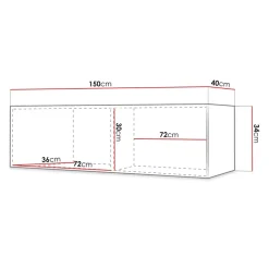 Garnero Arredamenti Mobile Tv Sospeso|Mobili Tv Moderni-Mobile porta TV sospeso 150x34h cm 1 anta nero Kiruna 4 Nero Opaco
