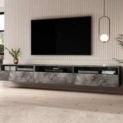 Garnero Arredamenti Mobile Tv Sospeso|Mobili Tv Moderni-Mobile porta TV sospeso 270x42h cm Emotion Gihome® Ossido