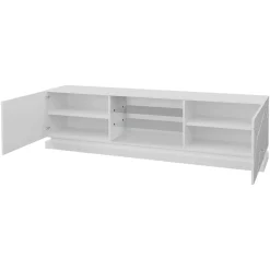Garnero Arredamenti Mobile Tv Sospeso-Mobile porta tv sospeso 200x57h cm 2 ante 2 vani a giorno bianco lucido Bianca