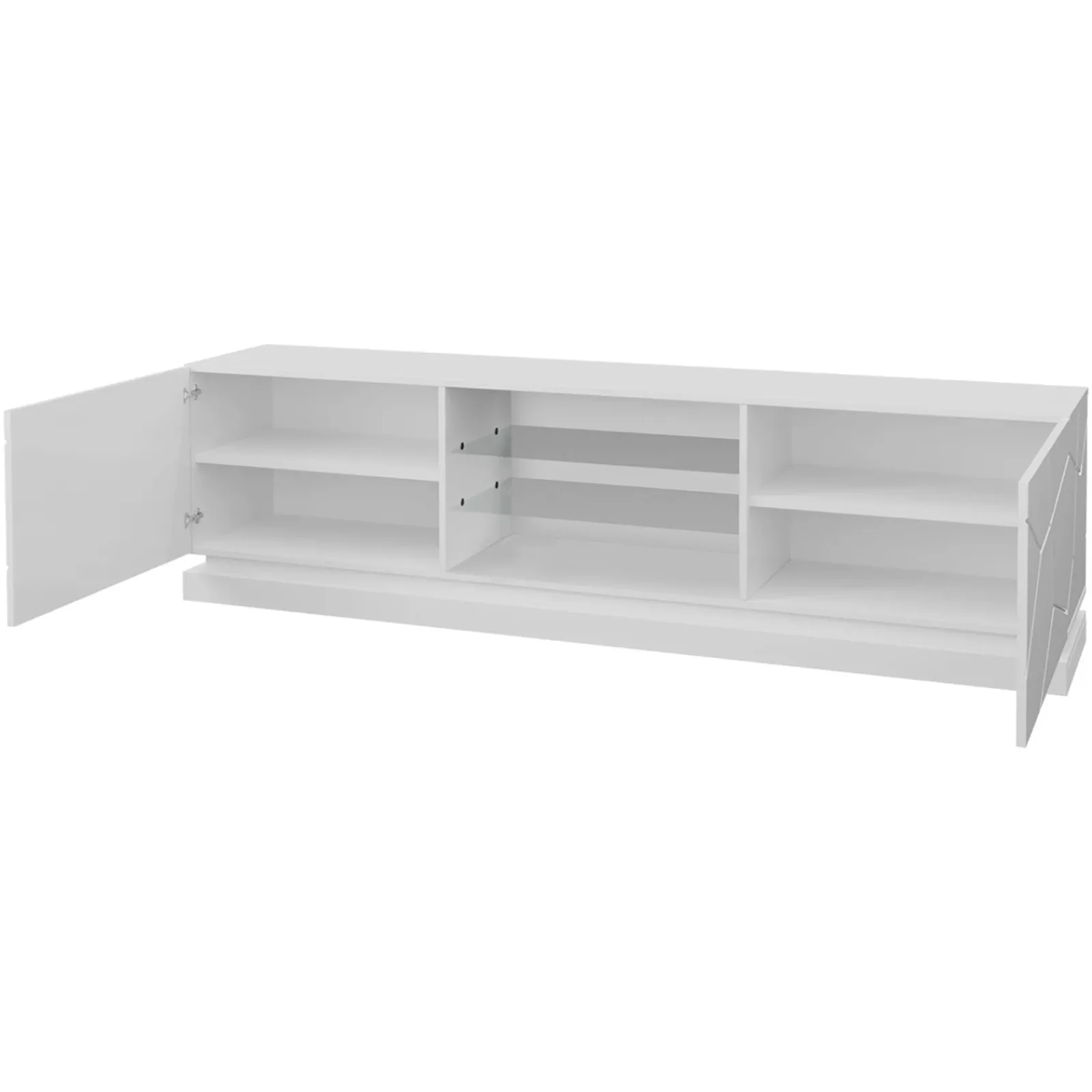 Garnero Arredamenti Mobile Tv Sospeso-Mobile porta tv sospeso 200x57h cm 2 ante 2 vani a giorno bianco lucido Bianca