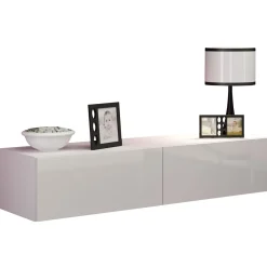 Garnero Arredamenti Mobile Tv Sospeso-Mobile porta tv sospeso 140x30h cm 2 ante moderno bianco lucido Teodora
