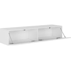 Garnero Arredamenti Mobile Tv Sospeso-Mobile porta tv sospeso 140x30h cm 2 ante moderno bianco lucido Teodora