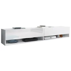 Garnero Arredamenti Mobile Tv Sospeso|Mobili Tv Moderni-Mobile porta TV sospeso 180x30h cm 2 ante Gregoria Bianco Lucido