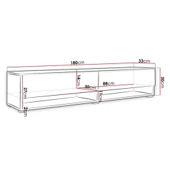 Garnero Arredamenti Mobile Tv Sospeso|Mobili Tv Moderni-Mobile porta TV sospeso 180x30h cm 2 ante Gregoria Bianco Lucido