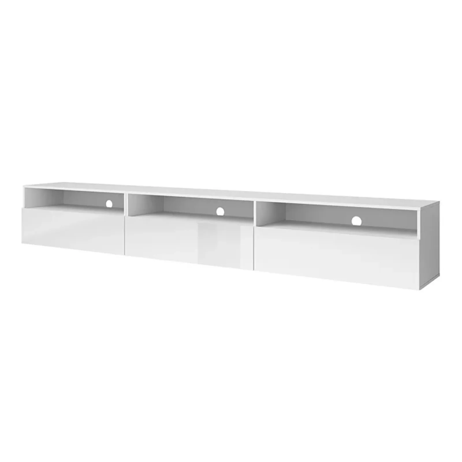 Garnero Arredamenti Mobile Tv Sospeso|Mobili Tv Moderni-Mobile porta TV sospeso 270x42h cm bianco Emotion Gihome® Bianco Lucido