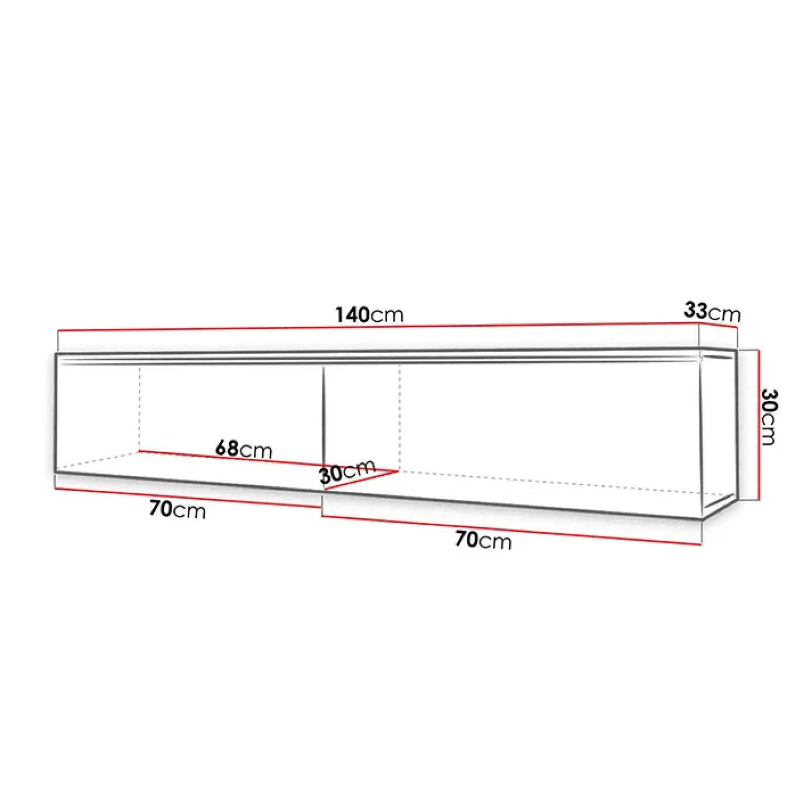 Garnero Arredamenti Mobile Tv Basso|Mobile Tv Sospeso-Mobile porta TV sospeso 140x30h cm soggiorno Silvia Bianco Lucido